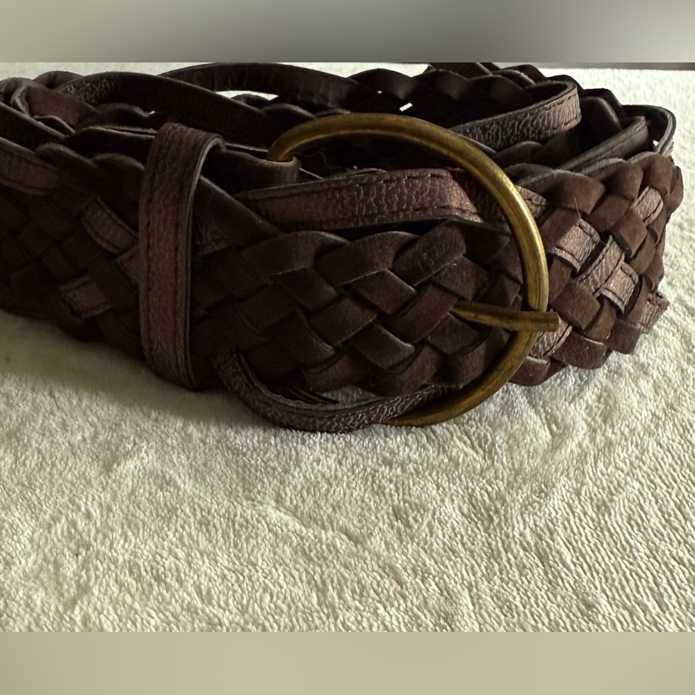 Unique Braided Leather and Velvet Brown Belt 🐿️